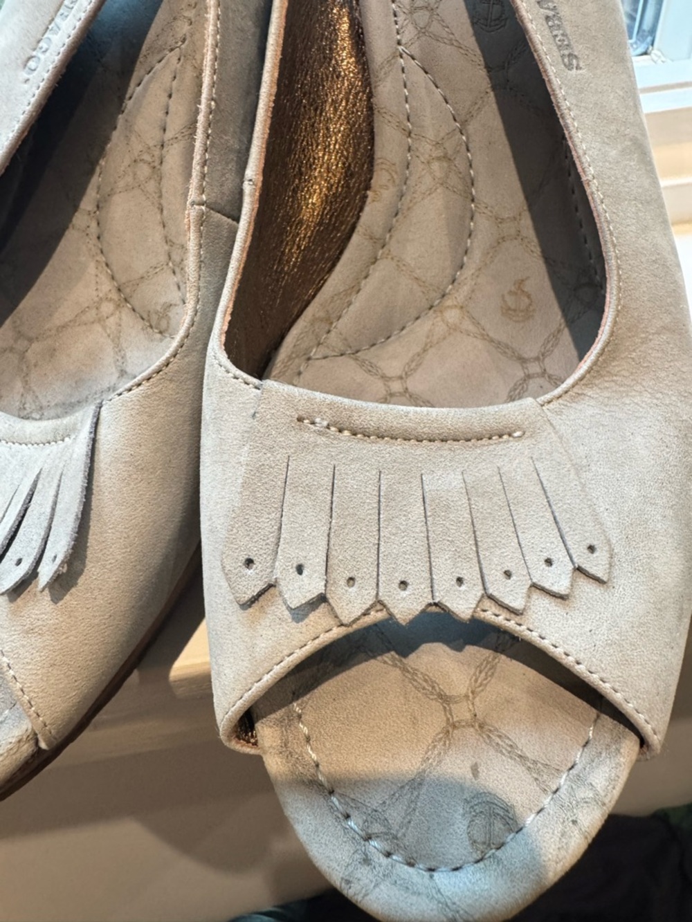 Sebago wedge light blue suede sandal. 3” heel